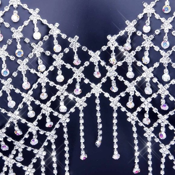 NWT Sparkling Bling Swarovski Crystal AB Rhinestone Bikini Top + FREE Gi… - Picture 3 of 4